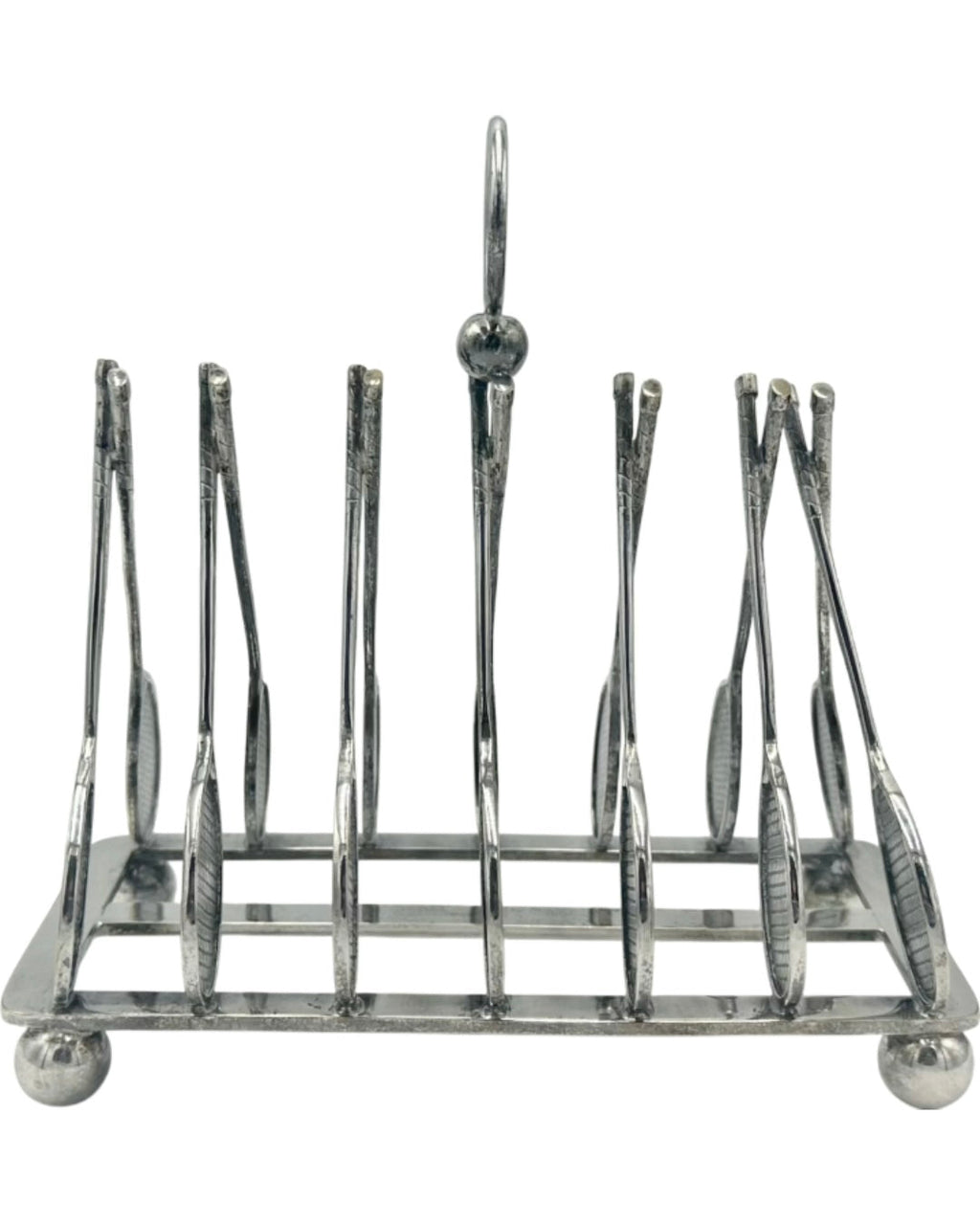 Novelty Tennis Racket Toast Rack Victorian Silverplate