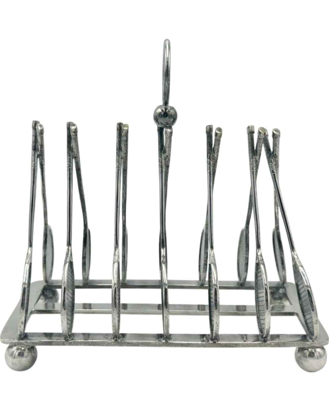 Novelty Tennis Racket Toast Rack Victorian Silverplate