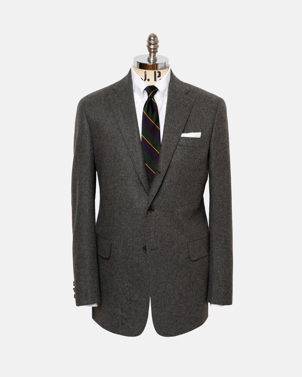 Made-in-USA Solid Grey Fox Flannel Suit