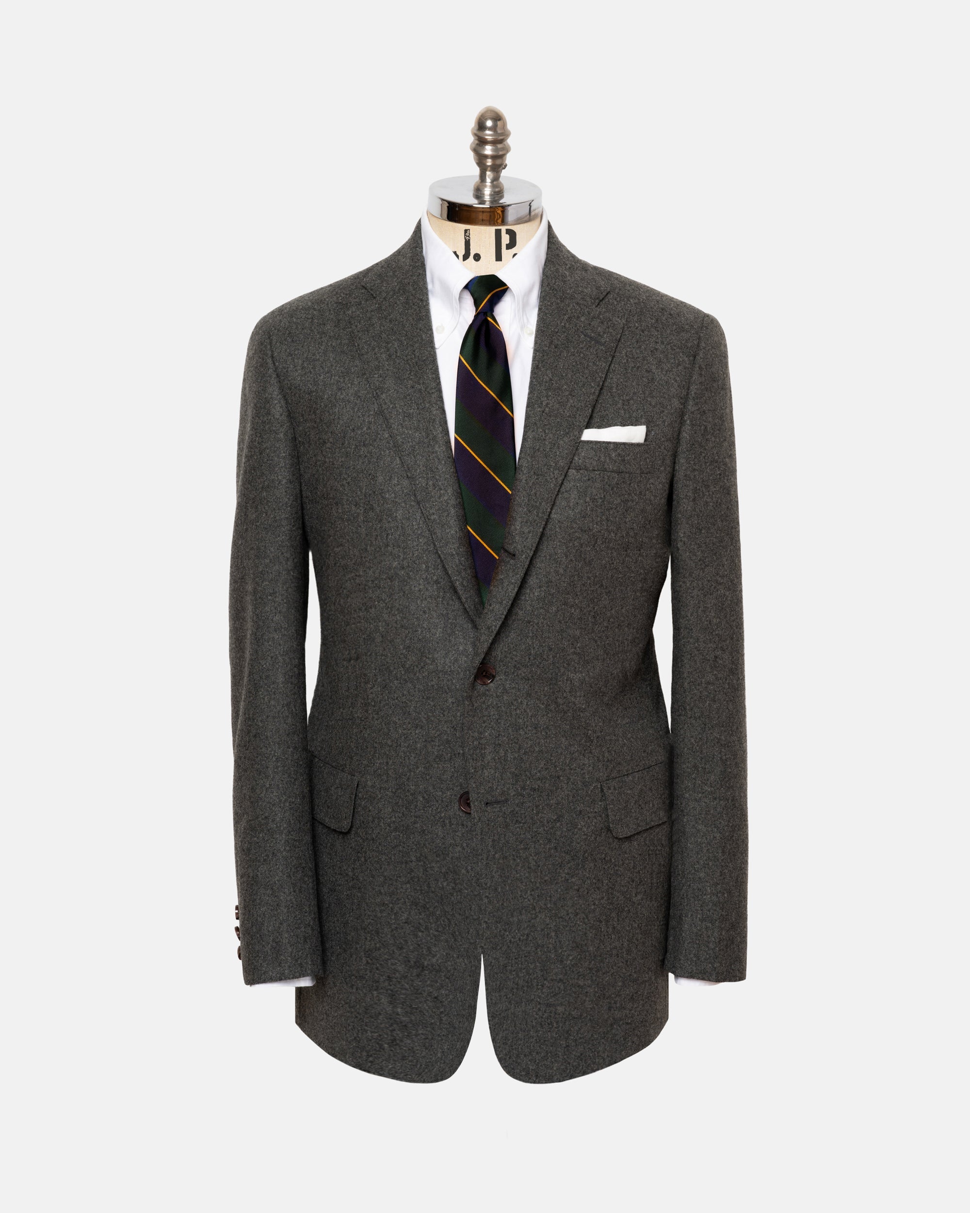 Made-in-USA Solid Grey Fox Flannel Suit